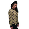 Tan And Black Tiny Polka Dot Women's Bomber Jacket-grizzshop