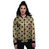 Tan And Black Tiny Polka Dot Women's Bomber Jacket-grizzshop