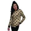 Tan And Black Tiny Polka Dot Women's Bomber Jacket-grizzshop