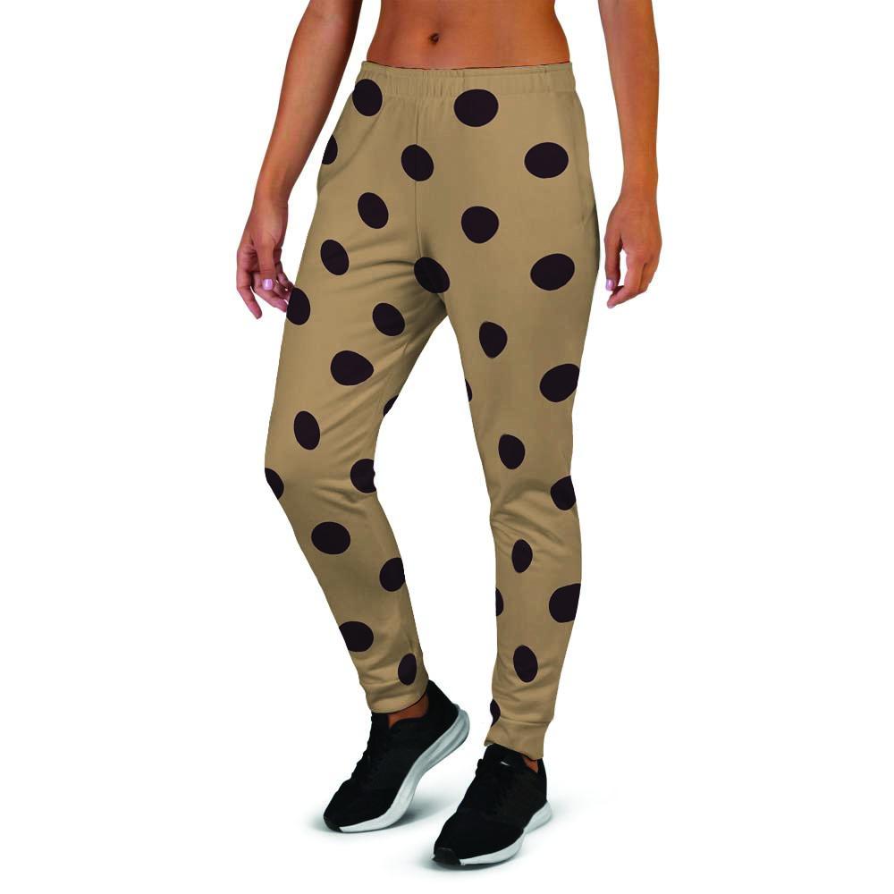 Tan And Black Tiny Polka Dot Women's Joggers-grizzshop