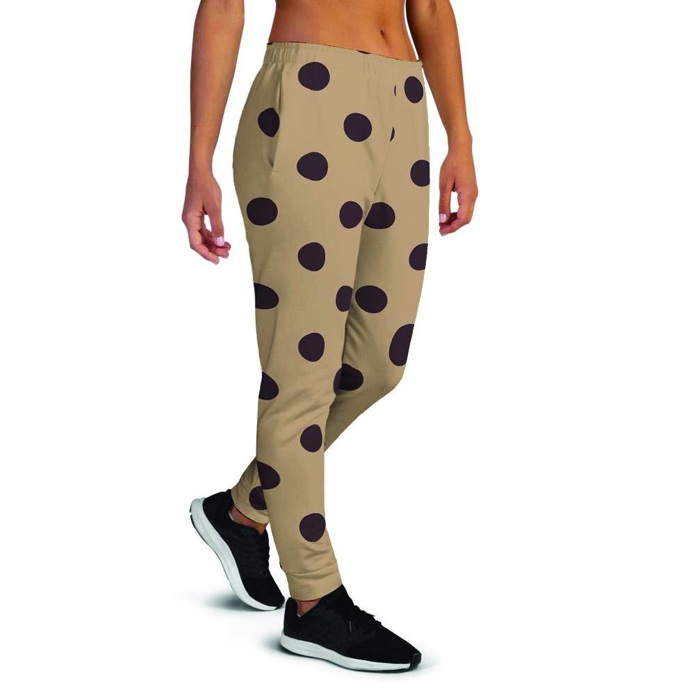 Tan And Black Tiny Polka Dot Women's Joggers-grizzshop