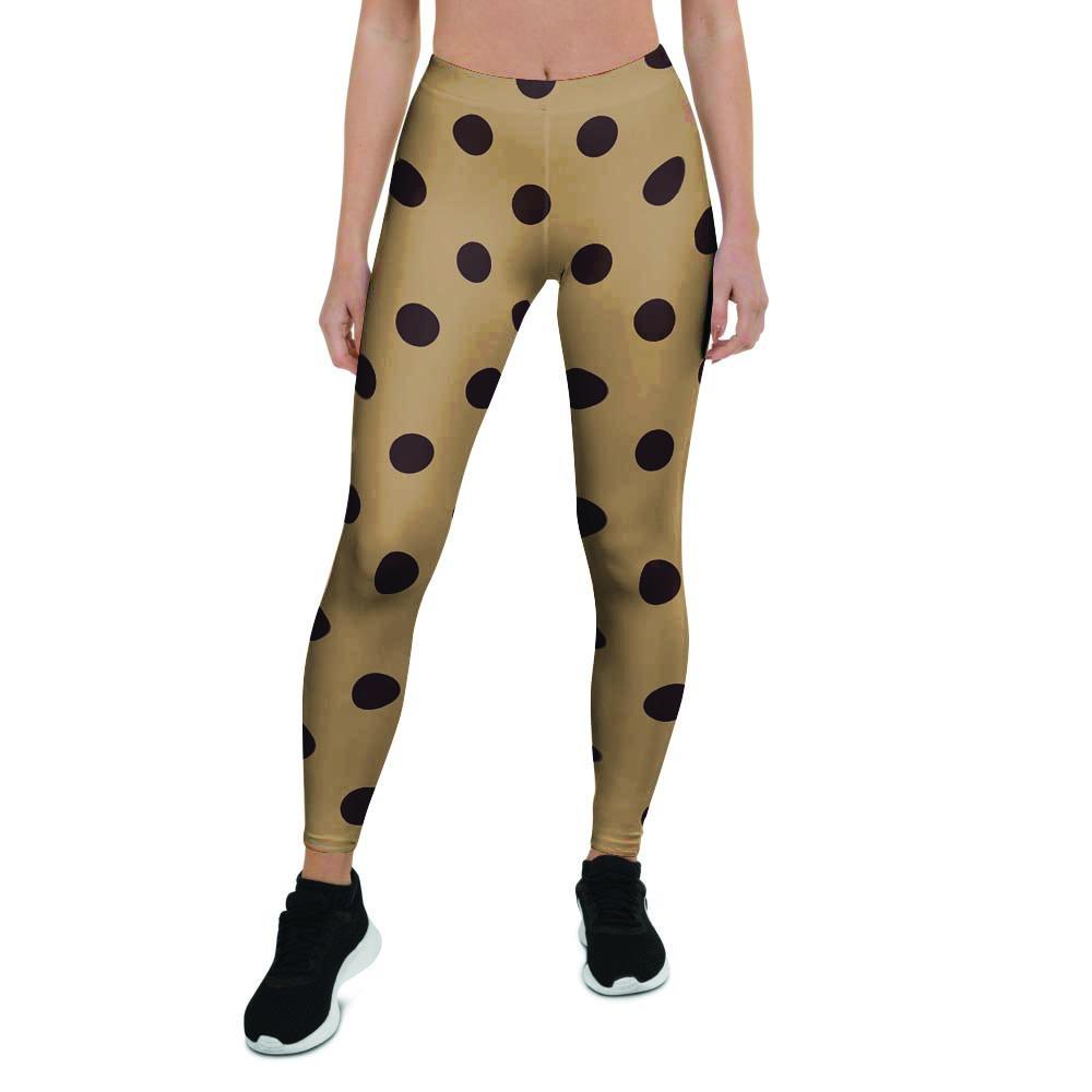 Tan And Black Tiny Polka Dot Women's Leggings-grizzshop