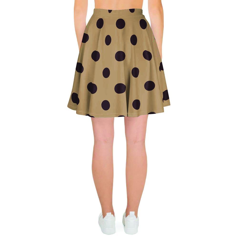 Tan And Black Tiny Polka Dot Women's Skirt-grizzshop