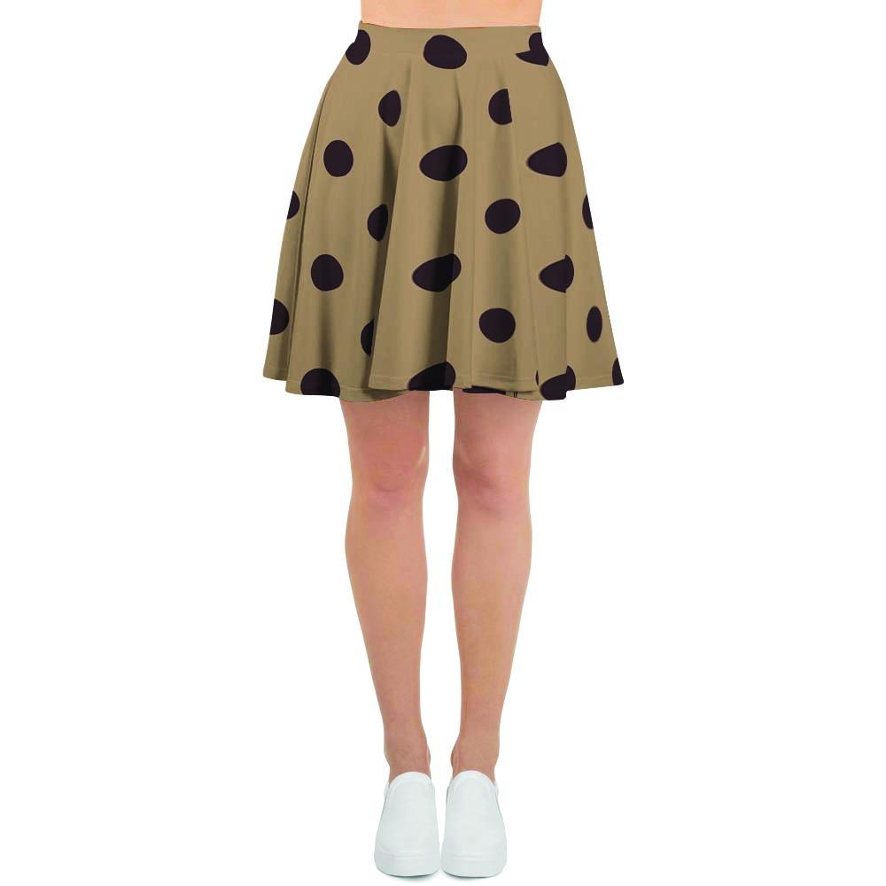 Tan And Black Tiny Polka Dot Women's Skirt-grizzshop