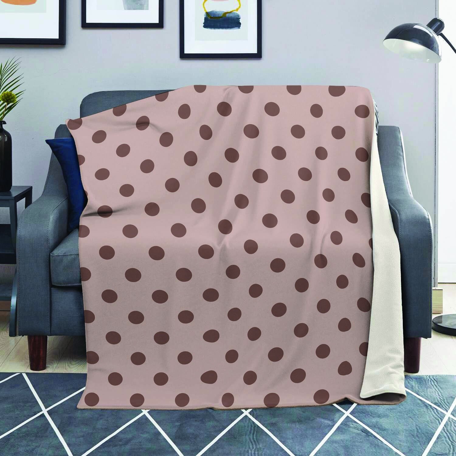 Tan And Brown Polka Dot Blanket-grizzshop