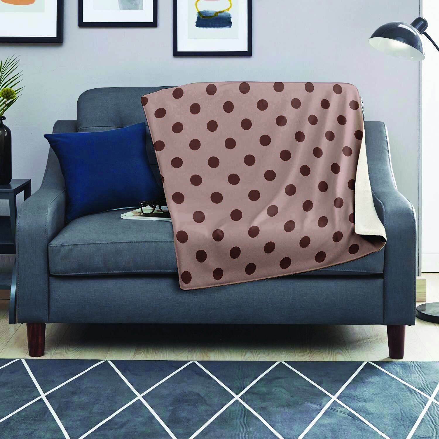 Tan And Brown Polka Dot Blanket-grizzshop