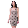 Tan And Brown Polka Dot Bodycon Dress-grizzshop