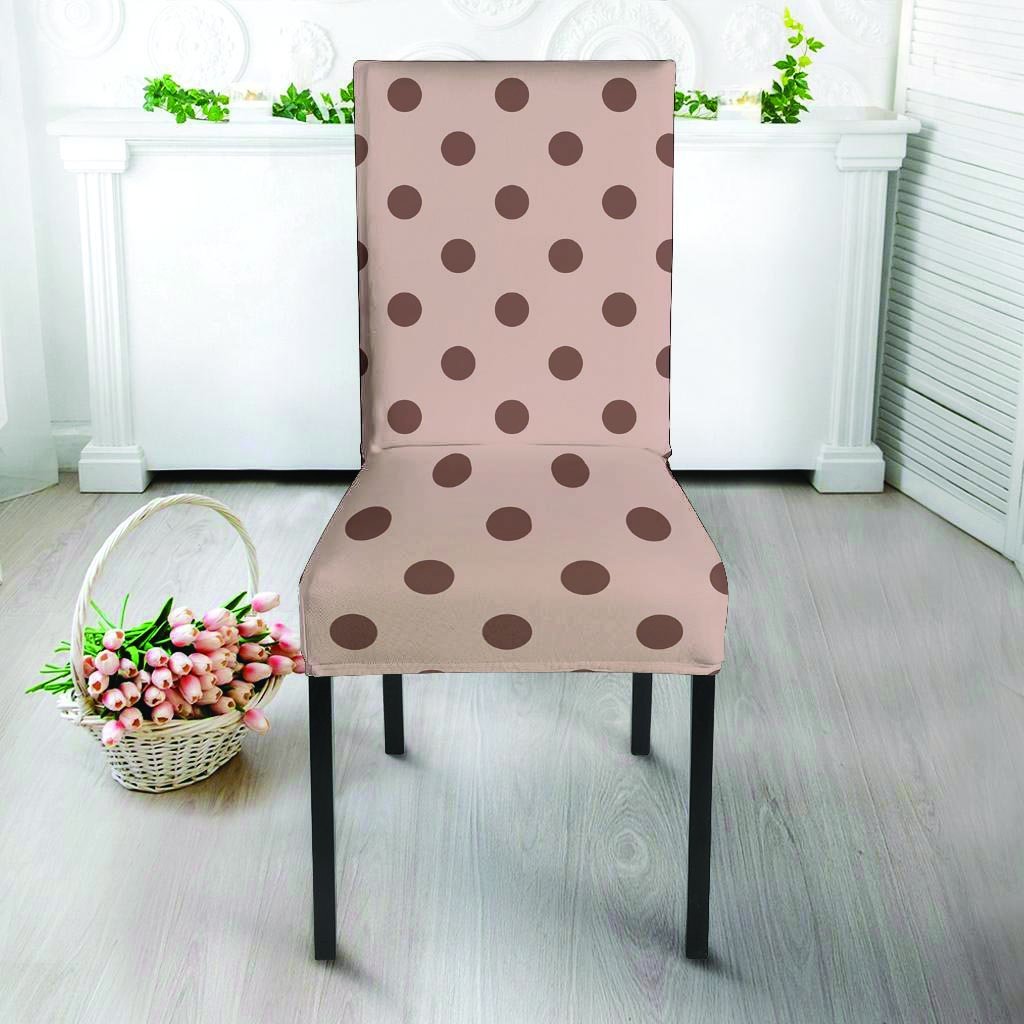 Tan And Brown Polka Dot Chair Cover-grizzshop