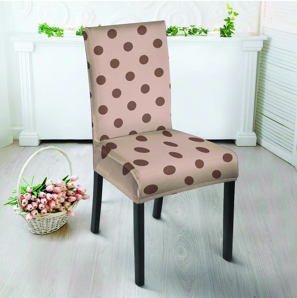 Tan And Brown Polka Dot Chair Cover-grizzshop