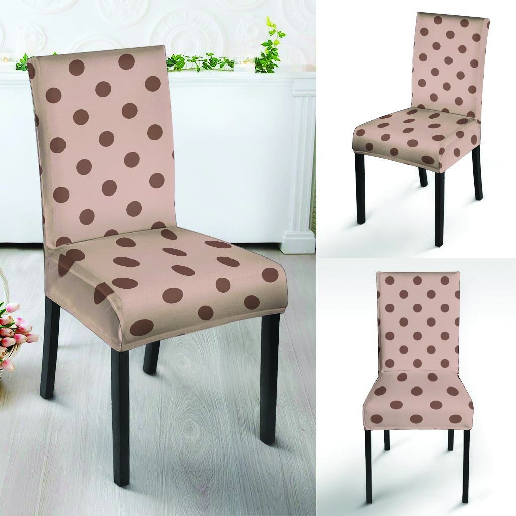 Tan And Brown Polka Dot Chair Cover-grizzshop