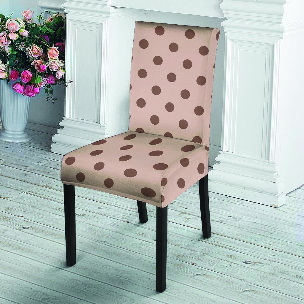 Tan And Brown Polka Dot Chair Cover-grizzshop