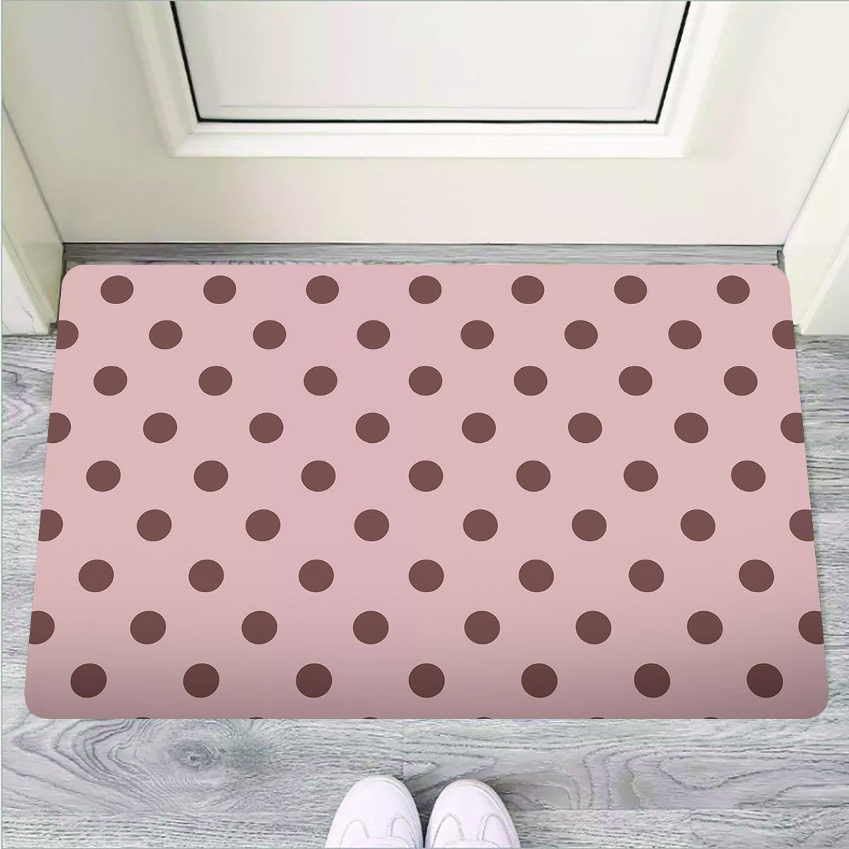 Tan And Brown Polka Dot Door Mat-grizzshop