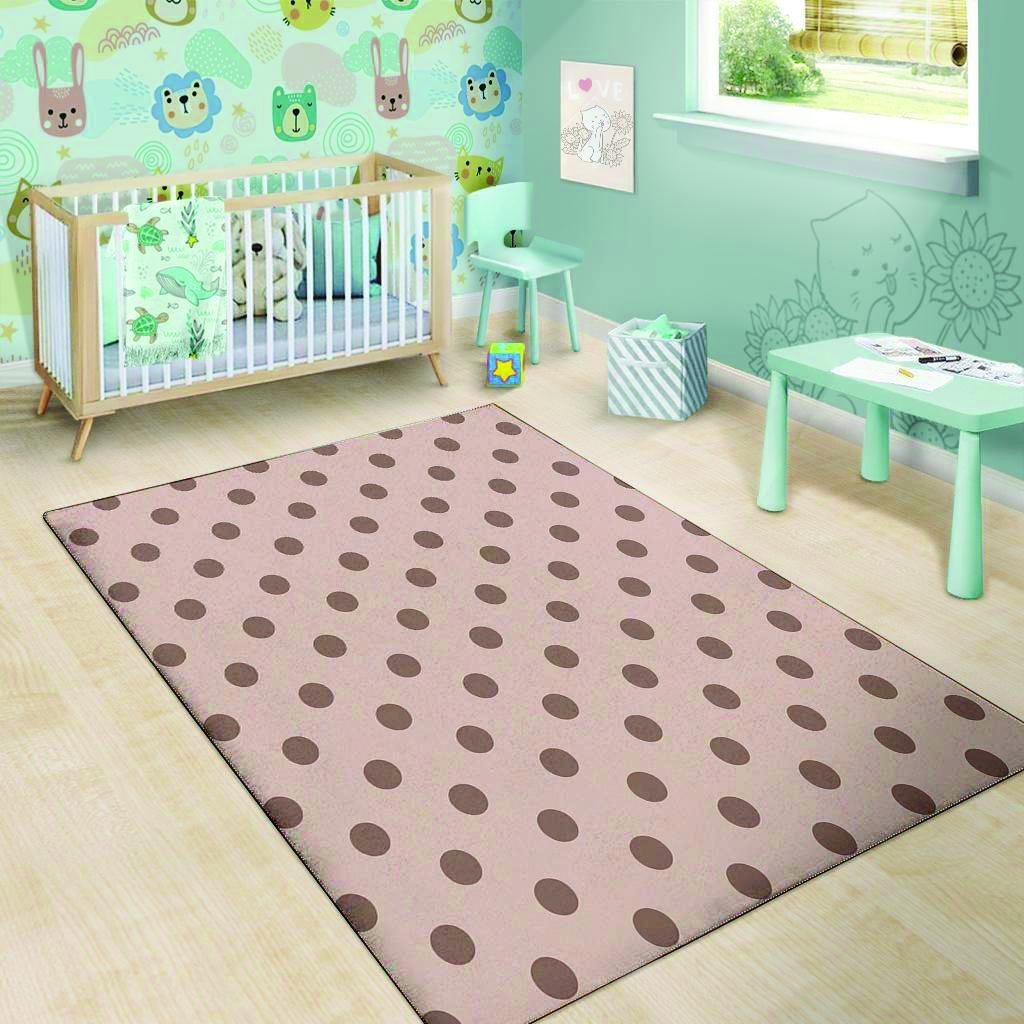 Tan And Brown Polka Dot Floor Mat-grizzshop