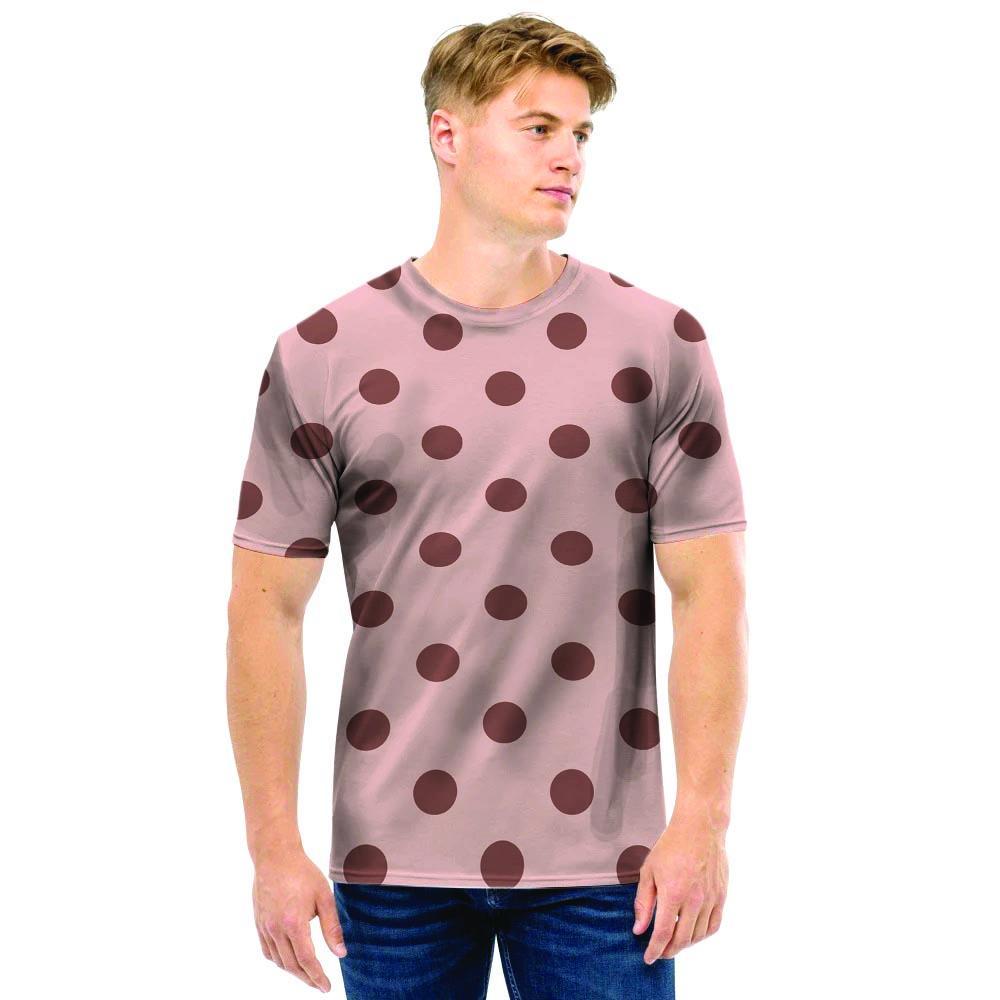 Tan And Brown Polka Dot Men T Shirt-grizzshop