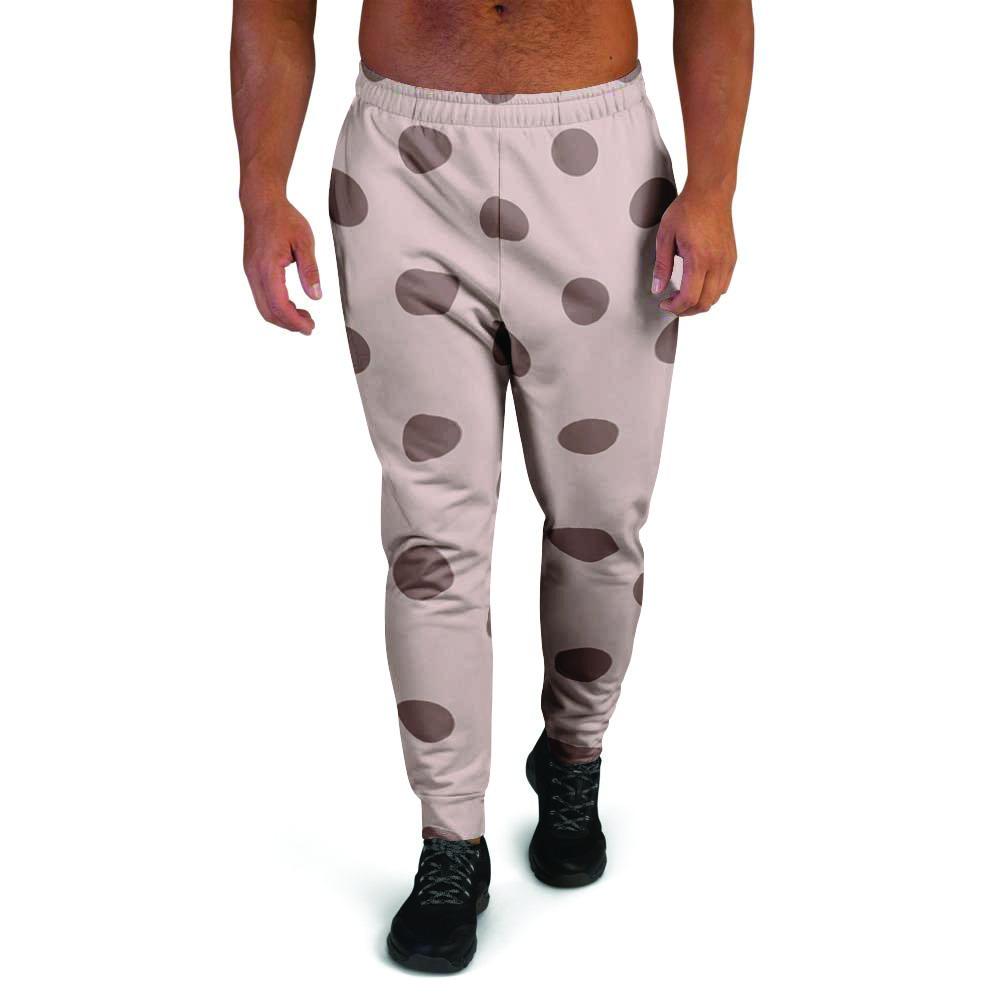Tan And Brown Polka Dot Men's Joggers-grizzshop