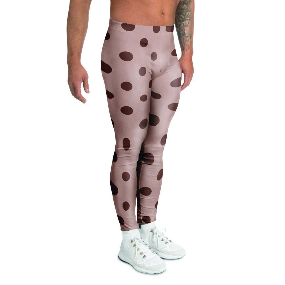 Tan And Brown Polka Dot Men's Leggings-grizzshop