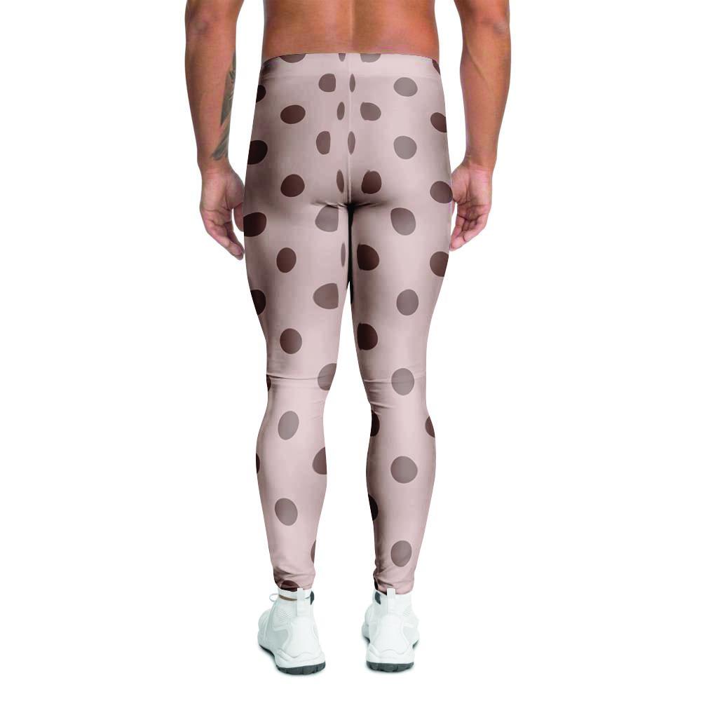 Tan And Brown Polka Dot Men's Leggings-grizzshop