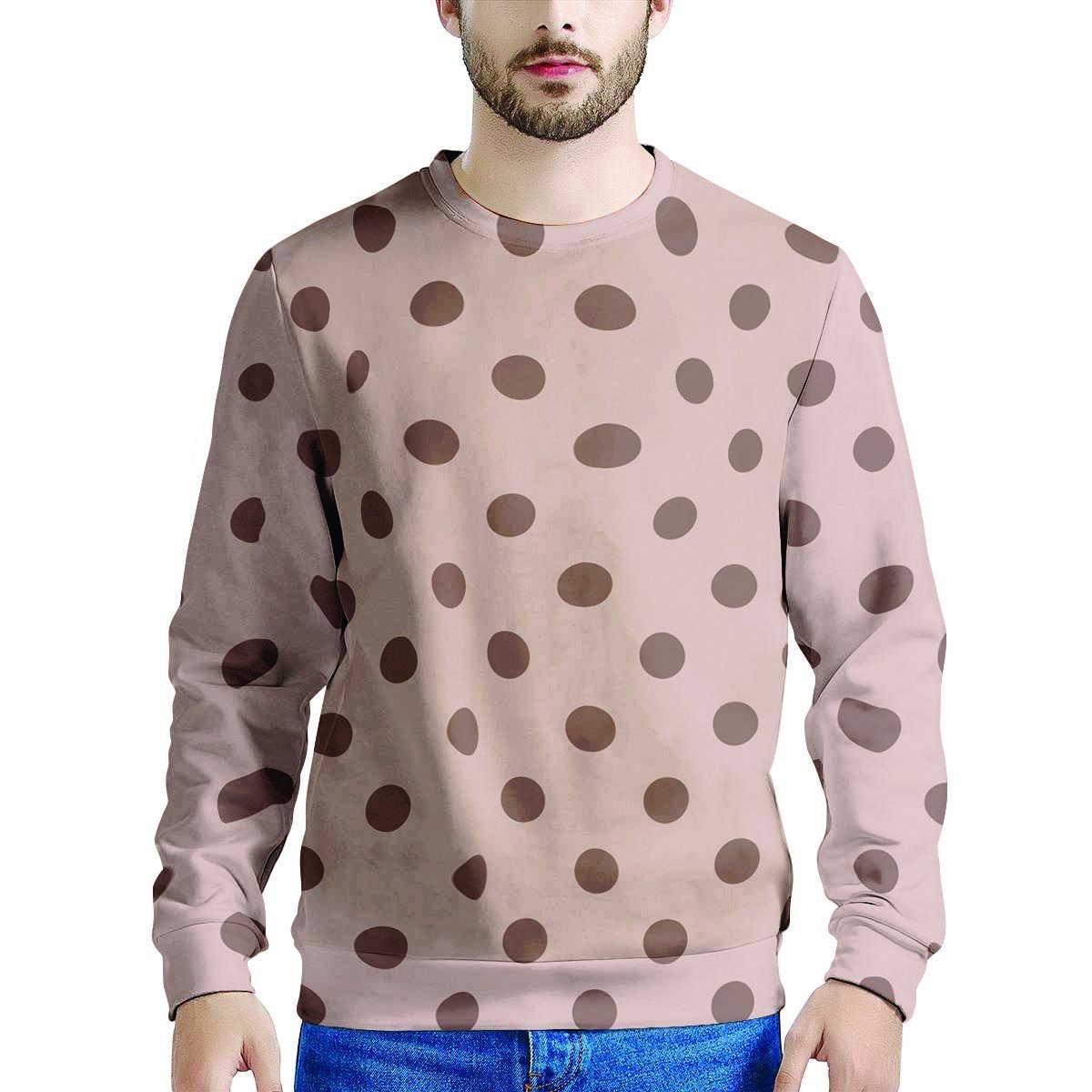 Tan And Brown Polka Dot Men's Sweatshirt-grizzshop