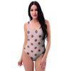 Tan And Brown Polka Dot One Piece Swimsuite-grizzshop