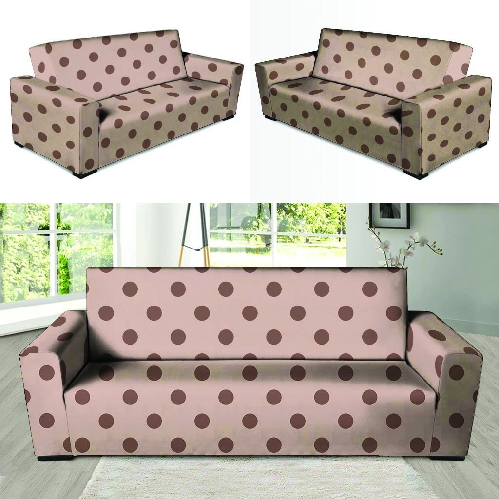 Tan And Brown Polka Dot Sofa Cover-grizzshop