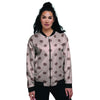 Tan And Brown Polka Dot Women's Bomber Jacket-grizzshop