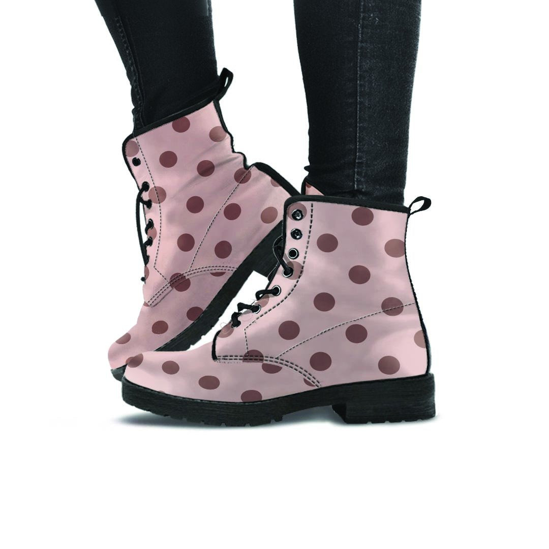 Tan And Brown Polka Dot Women's Boots-grizzshop