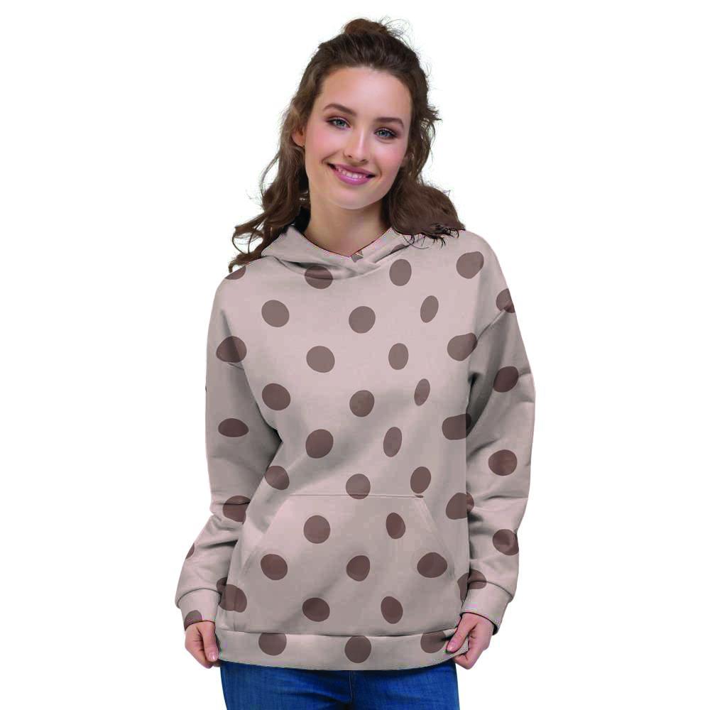 Tan And Brown Polka Dot Women's Hoodie-grizzshop