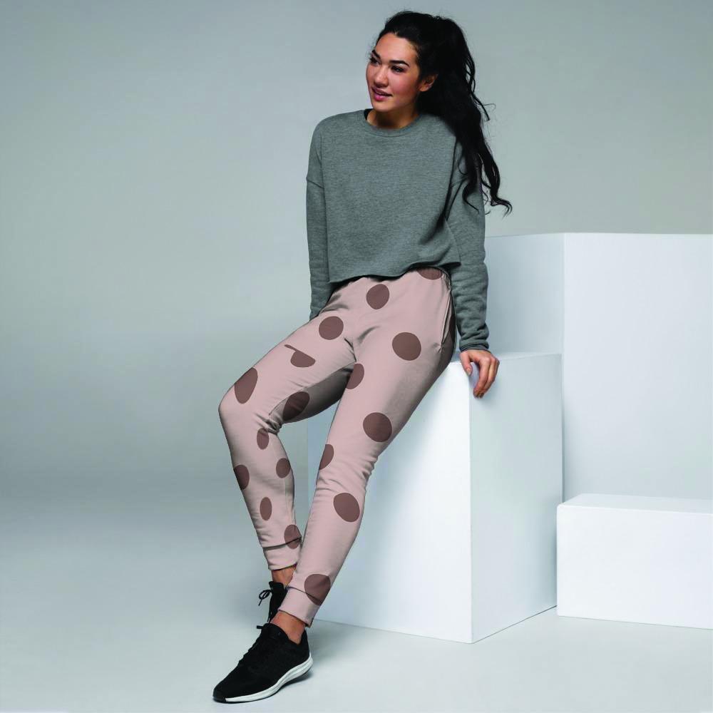 Tan And Brown Polka Dot Women's Joggers-grizzshop