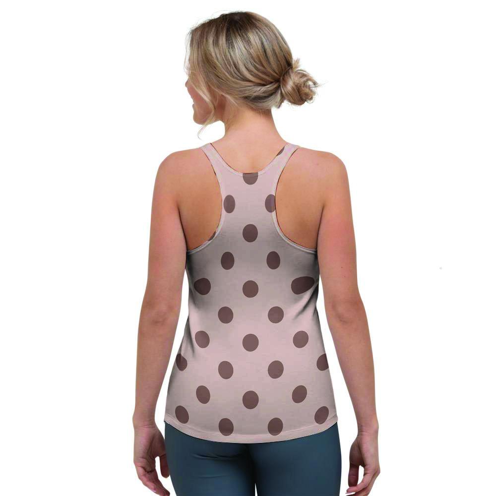 Tan And Brown Polka Dot Women's Racerback Tank Top-grizzshop