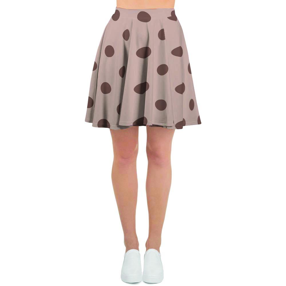 Tan And Brown Polka Dot Women's Skirt-grizzshop