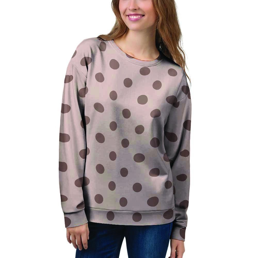 Tan And Brown Polka Dot Women's Sweatshirt-grizzshop