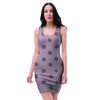 Tan And Brown Tiny Polka Dot Bodycon Dress-grizzshop