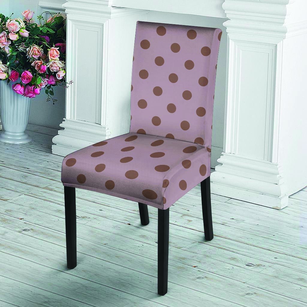 Tan And Brown Tiny Polka Dot Chair Cover-grizzshop
