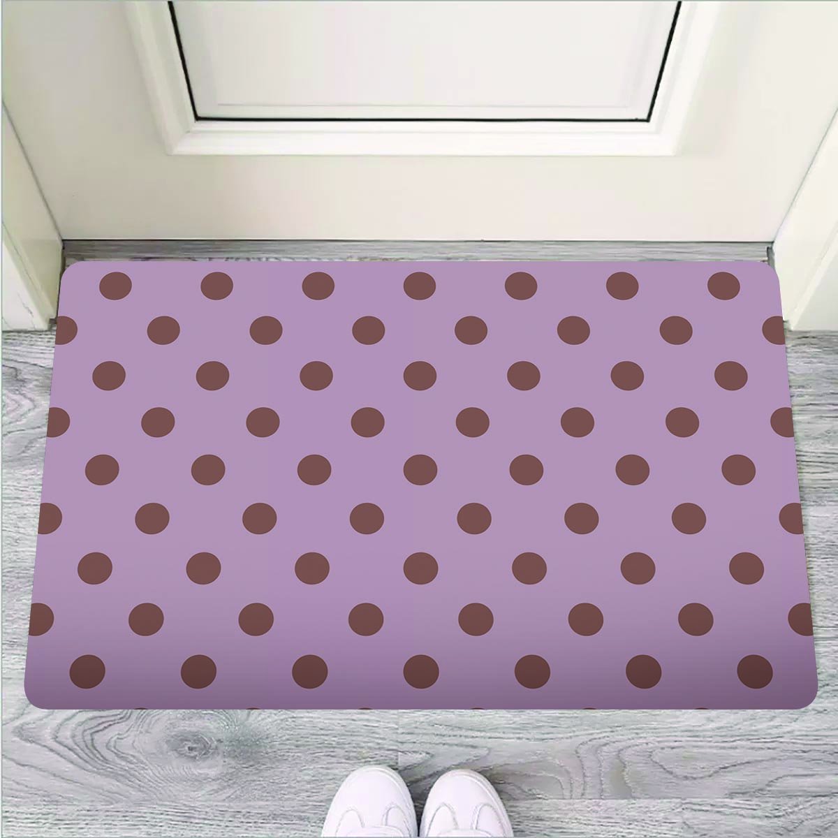 Tan And Brown Tiny Polka Dot Door Mat-grizzshop