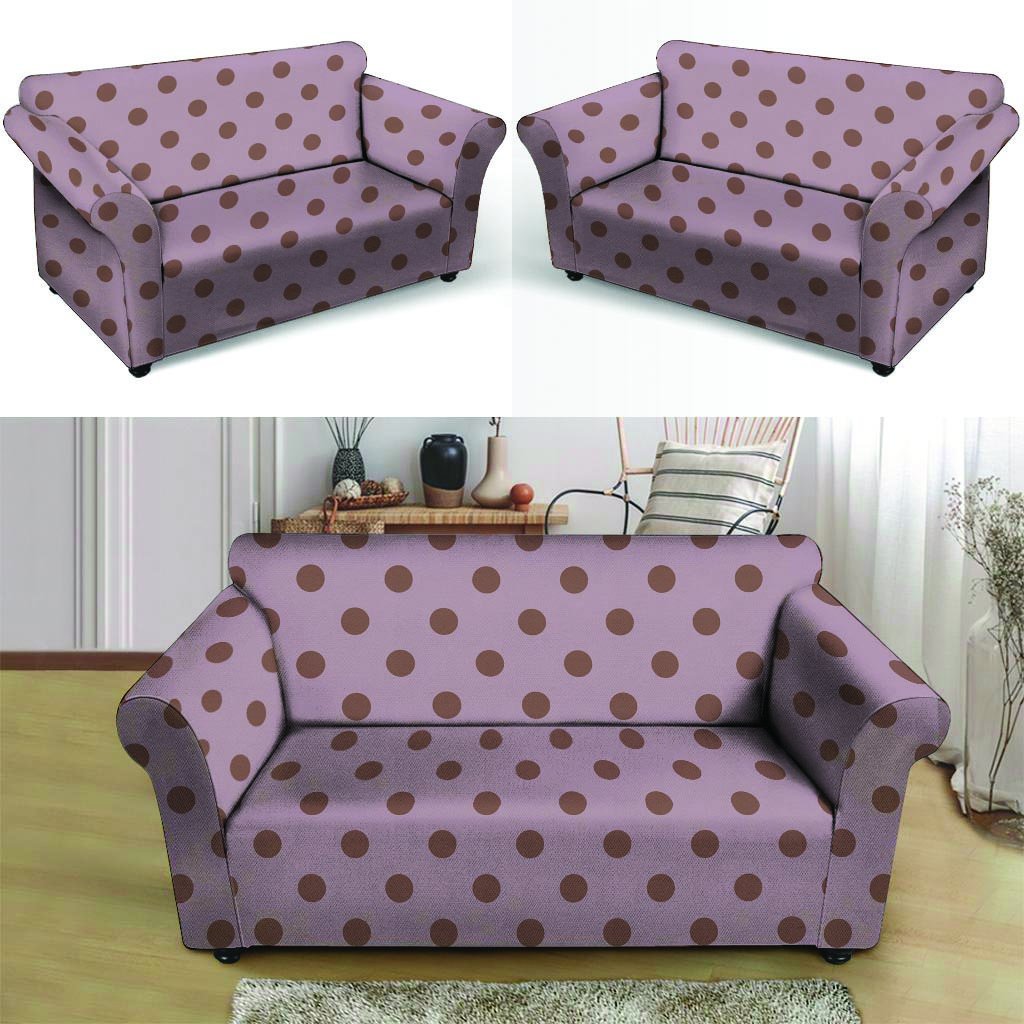 Tan And Brown Tiny Polka Dot Loveseat Cover-grizzshop