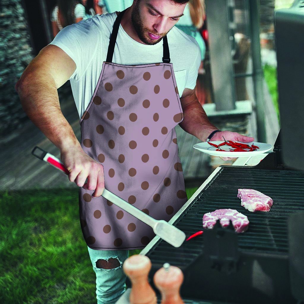 Tan And Brown Tiny Polka Dot Men's Apron-grizzshop