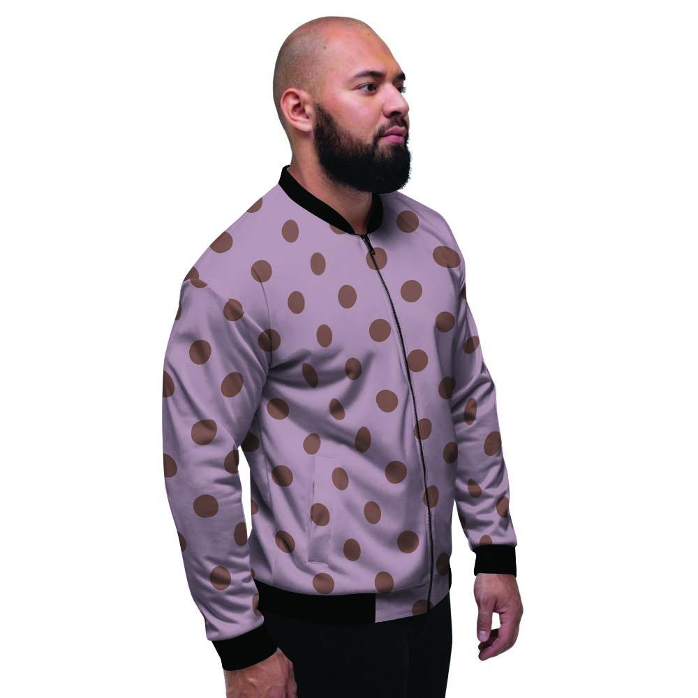 Tan And Brown Tiny Polka Dot Men's Bomber Jacket-grizzshop