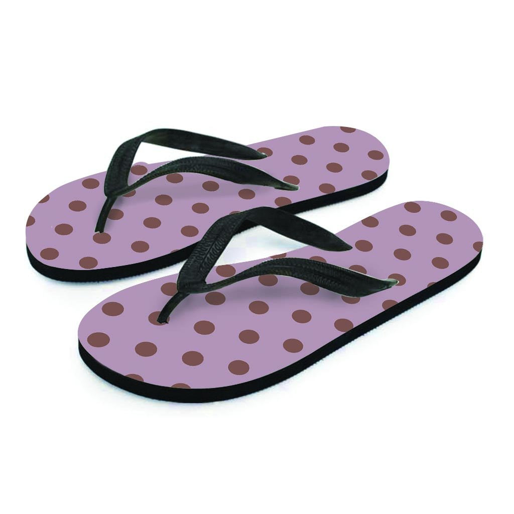 Tan And Brown Tiny Polka Dot Men's Flip Flops-grizzshop