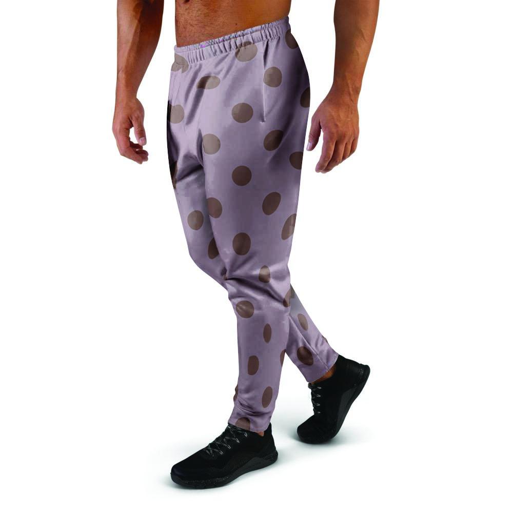 Tan And Brown Tiny Polka Dot Men's Joggers-grizzshop