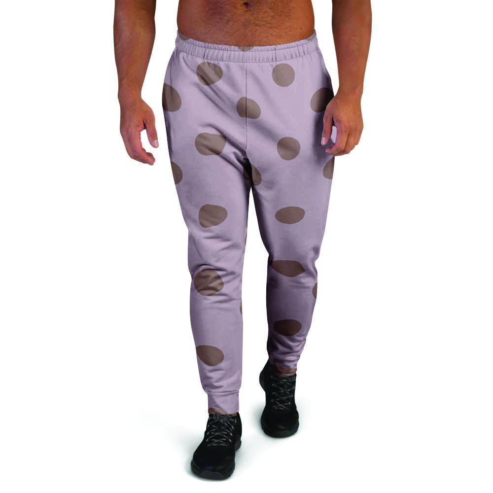 Tan And Brown Tiny Polka Dot Men's Joggers-grizzshop