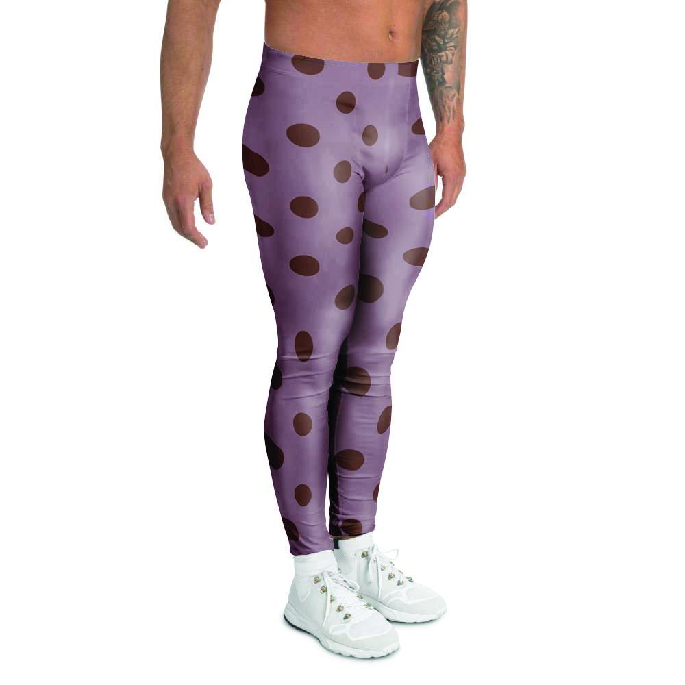 Tan And Brown Tiny Polka Dot Men's Leggings-grizzshop