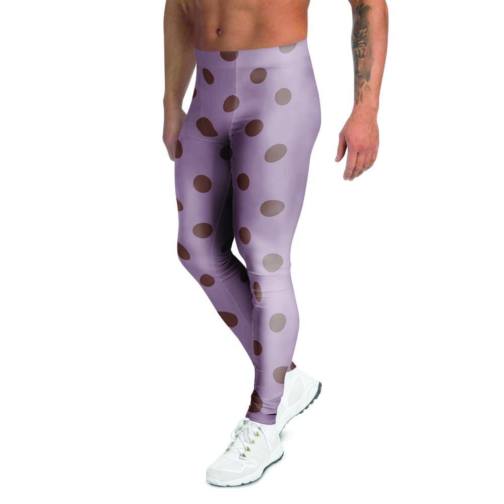 Tan And Brown Tiny Polka Dot Men's Leggings-grizzshop