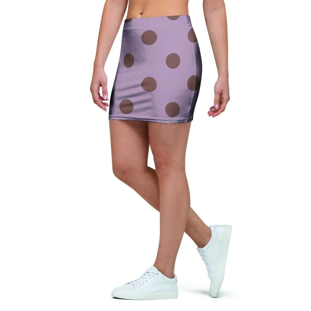 Tan And Brown Tiny Polka Dot Mini Skirt-grizzshop