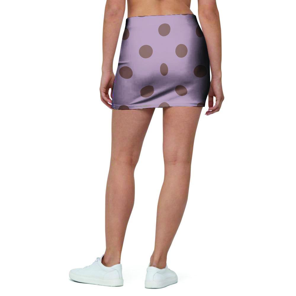 Tan And Brown Tiny Polka Dot Mini Skirt-grizzshop