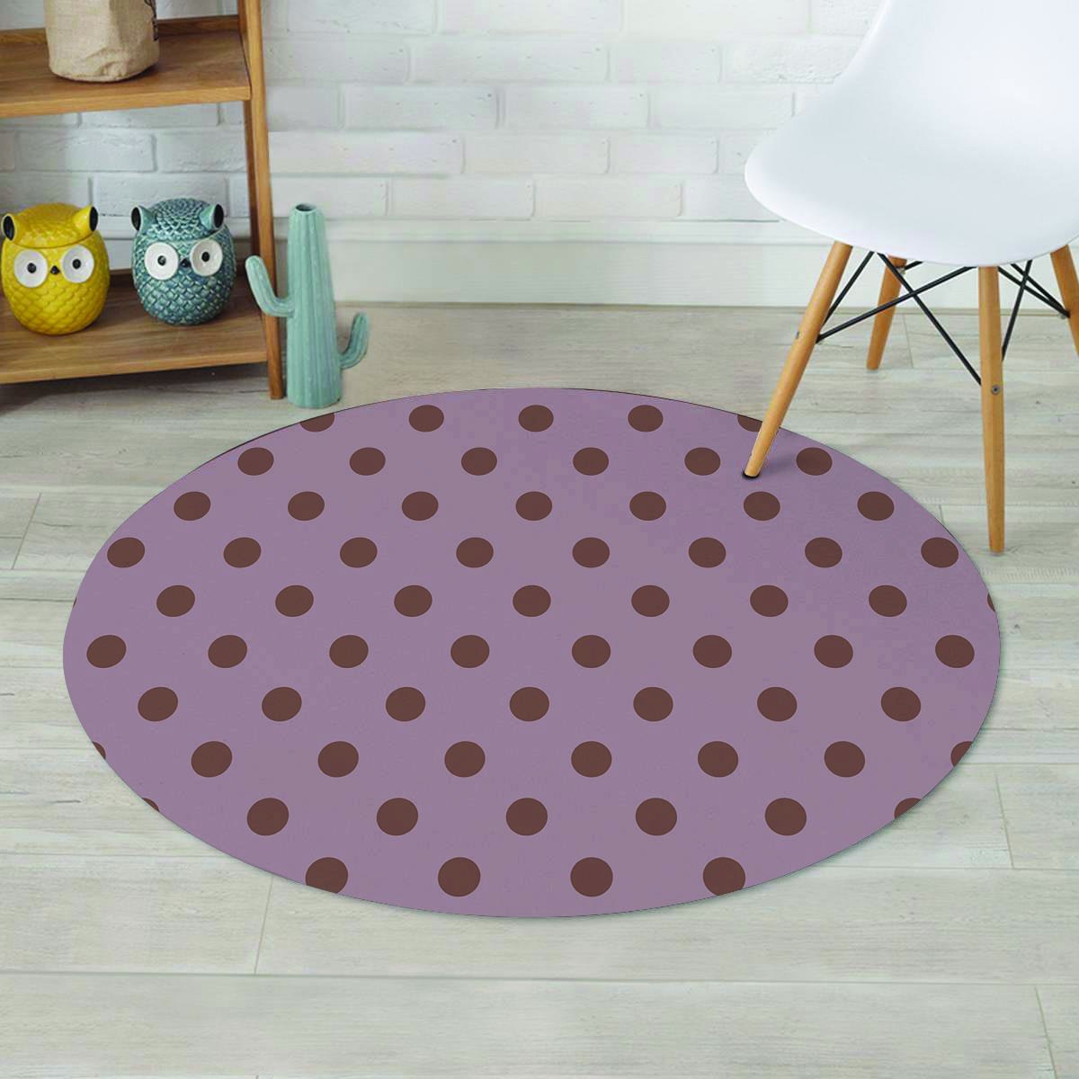 Tan And Brown Tiny Polka Dot Round Rug-grizzshop