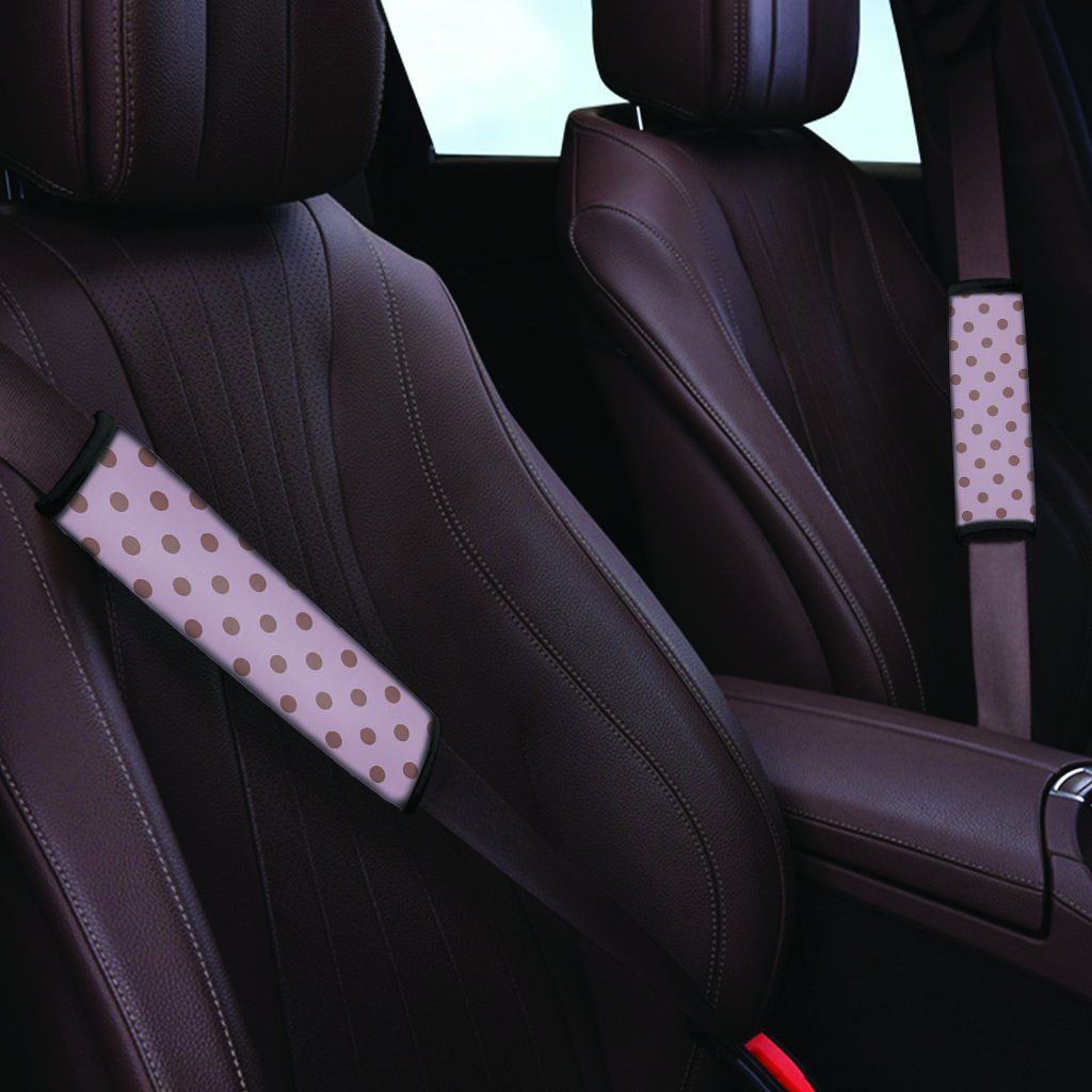 Tan And Brown Tiny Polka Dot Seat Belt Cover-grizzshop