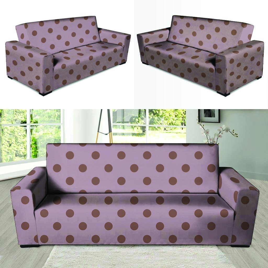 Tan And Brown Tiny Polka Dot Sofa Cover-grizzshop