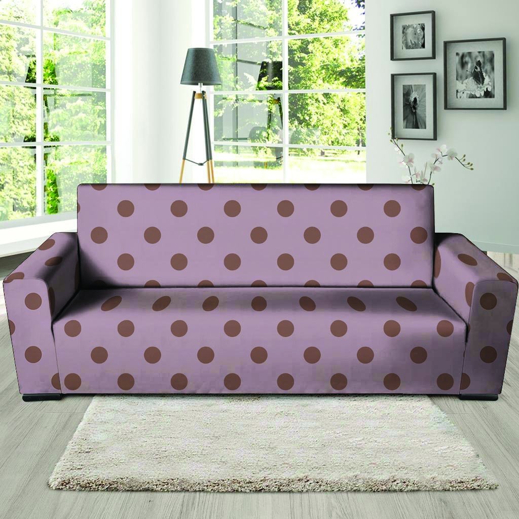 Tan And Brown Tiny Polka Dot Sofa Cover-grizzshop