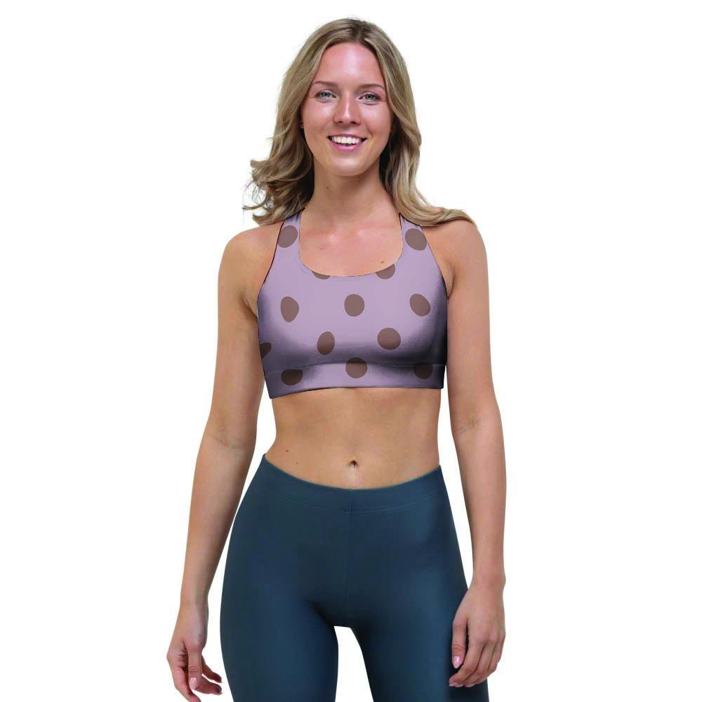 Tan And Brown Tiny Polka Dot Sports Bra-grizzshop