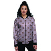 Tan And Brown Tiny Polka Dot Women's Bomber Jacket-grizzshop